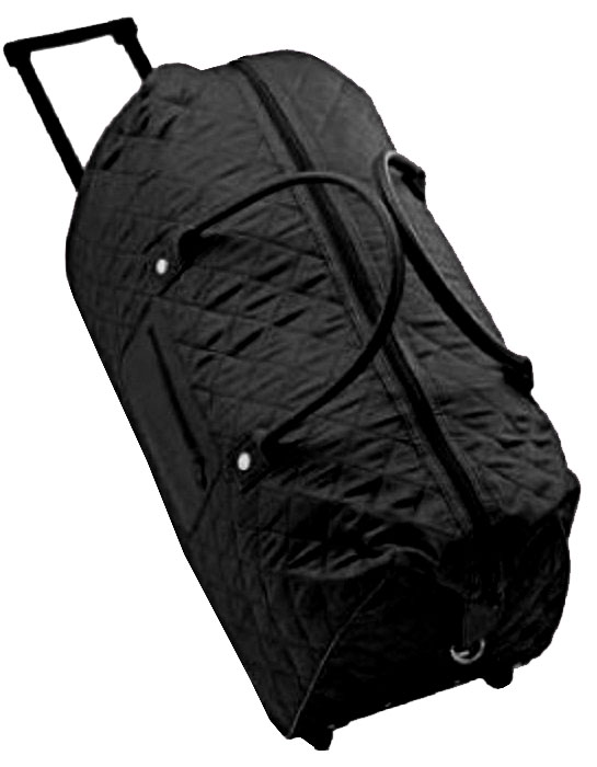 ULTA BLACK COLOR QUILTED ROLLING WEEKENDER SUITCASE TOTE HANDLED DUFFEL